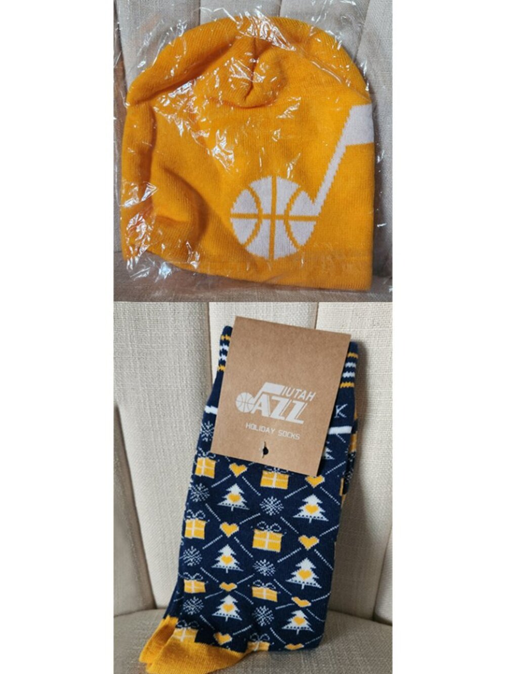NEW Utah Jazz BEANIE + SOCKS promo knit basketball stocking stuffers holiday boy